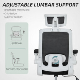 Homcom Executive Mesh Office Chair With Headrest, Lumbar Support, Black - thumbnail 5