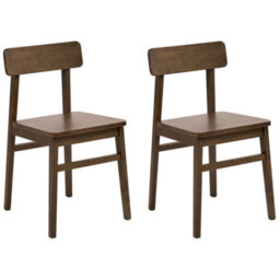 Beliani Set Of 2 Dining Chairs Gorre Wood Dark Brown - thumbnail 1