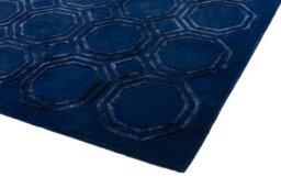 Navy Wool Handmade Luxurious Modern Geometric Rug Easy To Clean Living Room And Bedroom-160Cm X 230Cm - thumbnail 2