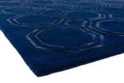 Navy Wool Handmade Luxurious Modern Geometric Rug Easy To Clean Living Room And Bedroom-160Cm X 230Cm - thumbnail 4