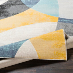 Livabliss City-Modern Yellow Blue Grey  Graphic Living Dining Bedroom Rug 160 X 220 Cm Easy Care, Non Shedding - thumbnail 4