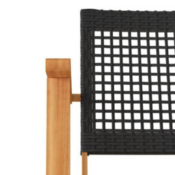 Berkfield Garden Chairs 2 Pcs Black Poly Rattan And Acacia Wood - thumbnail 8