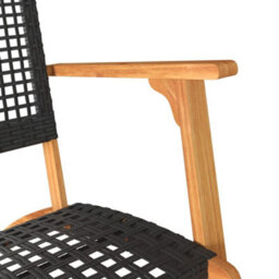 Berkfield Garden Chairs 2 Pcs Black Poly Rattan And Acacia Wood - thumbnail 9