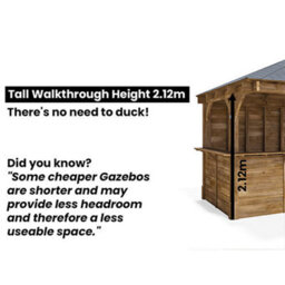 Dunster House Garden Bar 6M X 3M Wooden Outdoor Pub Shed Leviathan Back Wall Black Shingles Included - thumbnail 9