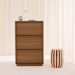 Sweeek - Shoe Cabinet With 3 Flip Drawers Wood Decor Walnut 75X26X120 Cm - Kuba - thumbnail 1