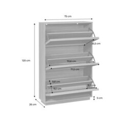 Sweeek - Shoe Cabinet With 3 Flip Drawers Wood Decor Walnut 75X26X120 Cm - Kuba - thumbnail 5