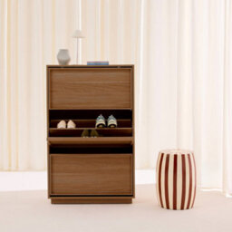 Sweeek - Shoe Cabinet With 3 Flip Drawers Wood Decor Walnut 75X26X120 Cm - Kuba - thumbnail 4