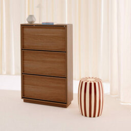 Sweeek - Shoe Cabinet With 3 Flip Drawers Wood Decor Walnut 75X26X120 Cm - Kuba - thumbnail 6