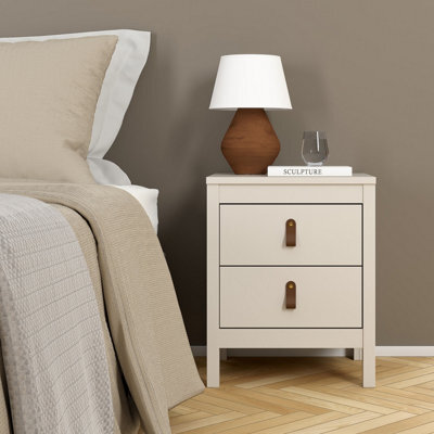 Madrid Matt Cashmere No Effect 2 Drawer Bedside Table (H)541mm (W)438mm (D)384mm - image 1