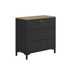 Diagone Oak &black 3-Drawer Chest Of Drawers Manchester - thumbnail 5