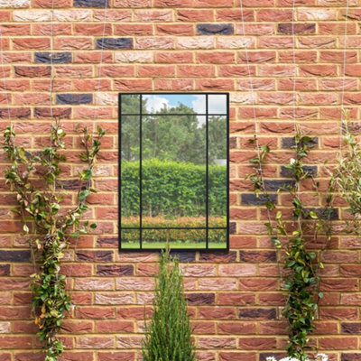 "Mirroroutlet - The Genestra - Black Modern Contemporary Garden Wall Mirror 39"" X 27"" (100 X 70 Cm)" - image 1
