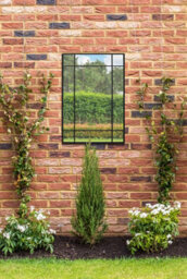 "Mirroroutlet - The Genestra - Black Modern Contemporary Garden Wall Mirror 39"" X 27"" (100 X 70 Cm)" - thumbnail 2