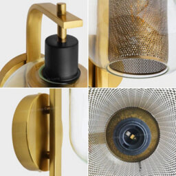 Long Life Lamps Company Industrial Antique Brass Single Wall Light Sconce Clear Glass Lamp Shade H3126 - thumbnail 6