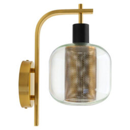 Long Life Lamps Company Industrial Antique Brass Single Wall Light Sconce Clear Glass Lamp Shade H3126 - thumbnail 5