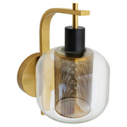 Long Life Lamps Company Industrial Antique Brass Single Wall Light Sconce Clear Glass Lamp Shade H3126 - thumbnail 4