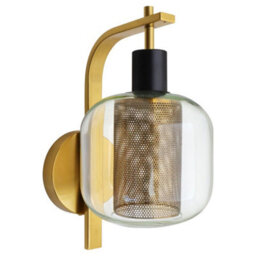 Long Life Lamps Company Industrial Antique Brass Single Wall Light Sconce Clear Glass Lamp Shade H3126 - thumbnail 3