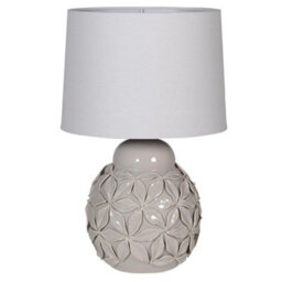 Dibor Contemporary Cermaic Grey Floral Bedroom Living Room Bedside Table Lamp - thumbnail 2
