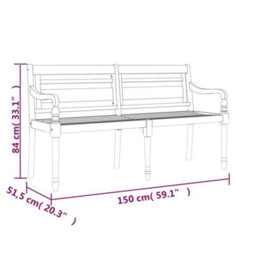 Berkfield Batavia Bench 150 Cm Solid Wood Teak - thumbnail 6