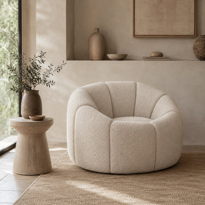 Where Saints Go Ltd Armchair Morrissey Accent Chair Buff Boucle Swivel Lounge Chair 65.5Cm By Where Saints Go - image 1
