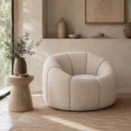 Where Saints Go Ltd Armchair Morrissey Accent Chair Buff Boucle Swivel Lounge Chair 65.5Cm By Where Saints Go - thumbnail 1