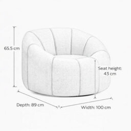 Where Saints Go Ltd Armchair Morrissey Accent Chair Buff Boucle Swivel Lounge Chair 65.5Cm By Where Saints Go - thumbnail 9