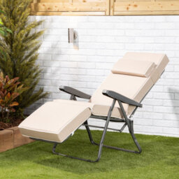 Alfresia Relaxer Chair With Taupe With Luxury Thick Foam Filling, Charcoal Frame - thumbnail 2
