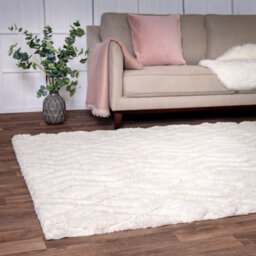 Off White Modern Shaggy Geometric Easy To Clean Living Room And Bedroom-120 X 170Cm - thumbnail 1