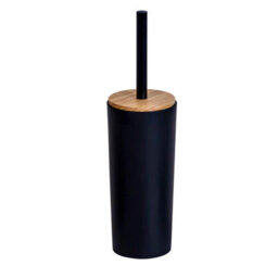 Showerdrape Sonata Black & Bamboo Toilet Brush & Holder - thumbnail 2