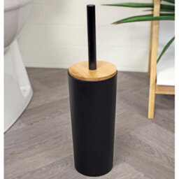 Showerdrape Sonata Black & Bamboo Toilet Brush & Holder - thumbnail 1