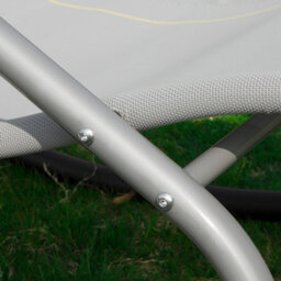 Sobuy Ogs28-Hgx2, Set Of 2 Outdoor Garden Rocking Sun Lounger Recliner Relaxing Chair With Headrest And Side Bag, Grey - thumbnail 6