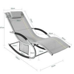 Sobuy Ogs28-Hgx2, Set Of 2 Outdoor Garden Rocking Sun Lounger Recliner Relaxing Chair With Headrest And Side Bag, Grey - thumbnail 3