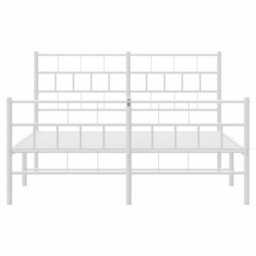 Berkfield Metal Bed Frame With Headboard And Footboard White 140X190 Cm - thumbnail 5