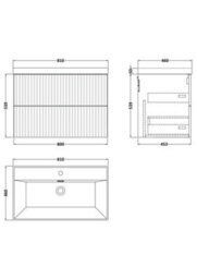 Balterley Callingwood Contemporary Wall Hung 2 Drawer Vanity Unit With Thin-Edge Ceramic Basin , 800mm, Matt White - thumbnail 2