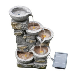 Teamson Home Garden Outdoor Water Feature, Solar Powered Water Fountain, 4-Tier Flowing Bowl Design, With Led Lights - thumbnail 7