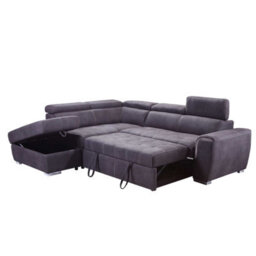 Furnishings For Less UK Nevada Large Grey L Shaped Suede Tilting Headrest And Storage Ottoman Included Grey Left Hand Facing - thumbnail 4