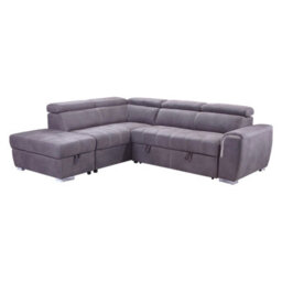 Furnishings For Less UK Nevada Large Grey L Shaped Suede Tilting Headrest And Storage Ottoman Included Grey Left Hand Facing - thumbnail 3
