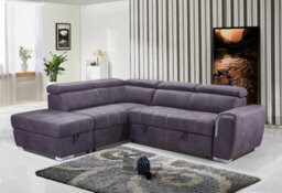 Furnishings For Less UK Nevada Large Grey L Shaped Suede Tilting Headrest And Storage Ottoman Included Grey Left Hand Facing - thumbnail 2