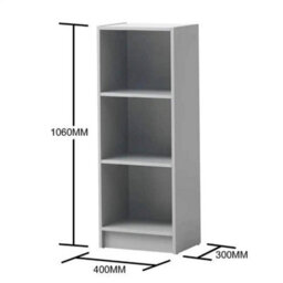 Bookcase With 3 Shelf Spaces Medium Narrow In Grey Home Storage - thumbnail 2