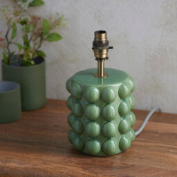 Luminosa Lighting Luminosa Bobble Olive Green Glaze Table Lamp With Coral Pink Fabric Ripple Shade 25Cm B22 - thumbnail 5