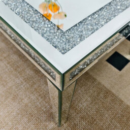 Artloge 120Cm Silver Mirrored Coffee Table With Crystal Inlay Rectangle Glass Tea Table - thumbnail 4