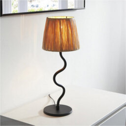 Loops 2 Pack Matt Black Table Lamp - Natural Raffia Shade - 457mm Tall Light - 7W Led E14 - thumbnail 4