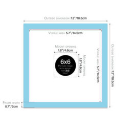 "6X6"" Light Blue Picture Frame - 6X6"" Square Frame With 2X2"" Mount For 6X6""/2X2"" Pictures Moderrn Style Thin Edge, 1 Pack" - thumbnail 2