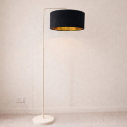 CGC Interiors Cgc Kyra Cream Angled Floor Lamp With Black 45Cm Velvet Lampshade - thumbnail 3