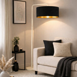 CGC Interiors Cgc Kyra Cream Angled Floor Lamp With Black 45Cm Velvet Lampshade - thumbnail 2