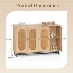 126Cm Rattan Sideboard Buffet Coffee Bar Storage Cabinet - thumbnail 2