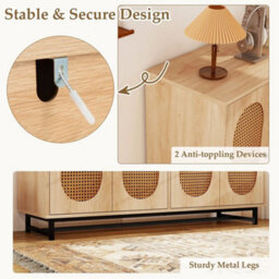 126Cm Rattan Sideboard Buffet Coffee Bar Storage Cabinet - thumbnail 6