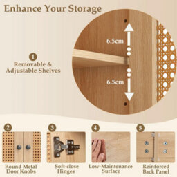 126Cm Rattan Sideboard Buffet Coffee Bar Storage Cabinet - thumbnail 4