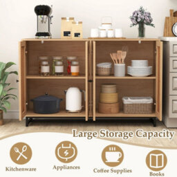 126Cm Rattan Sideboard Buffet Coffee Bar Storage Cabinet - thumbnail 5