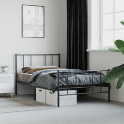 Berkfield Metal Bed Frame With Headboard And Footboard Black 75X190 Cm 2Ft6 Small Single - thumbnail 4