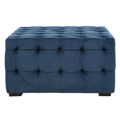 Orsina Elegant Midnight Button Tufted Foostool, Velvet Upholstered Soft Footstool, Premium Footstool For Bedroom - image 1